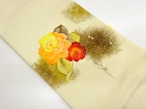 塩瀬金彩薔薇模様名古屋帯